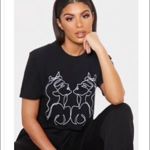 PrettyLittleThing one line design crop tee